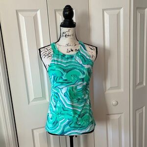 Nike Green and White Swirl Tank Swim Top